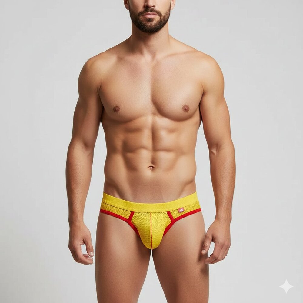 Karen Space Yellow Red G String Mesh Underwear L